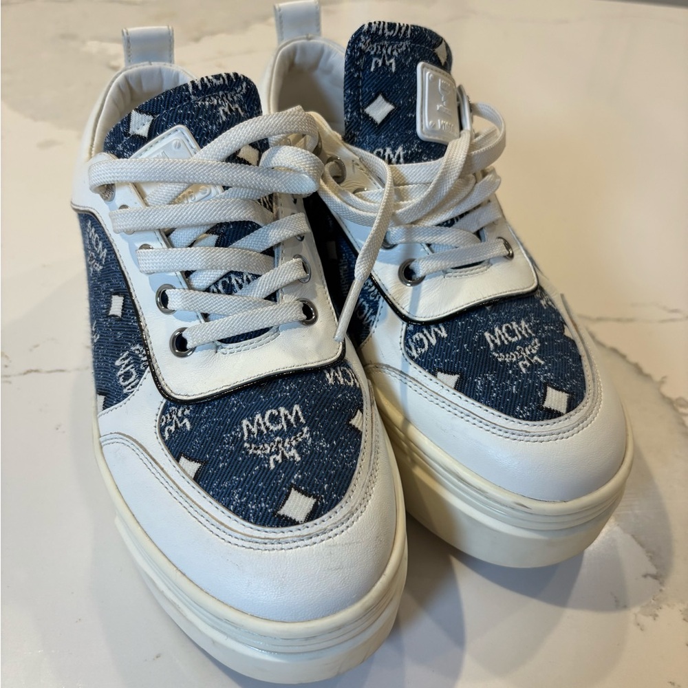 MCM Denim and White Sneakers